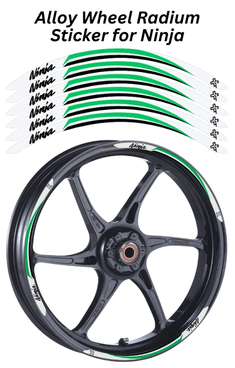Alloy Wheel Radium Sticker for Ninja | Made in Premium Radium with FPF (Fade Protection Film), Waterproof, Precut Sticker, Pack Of 12